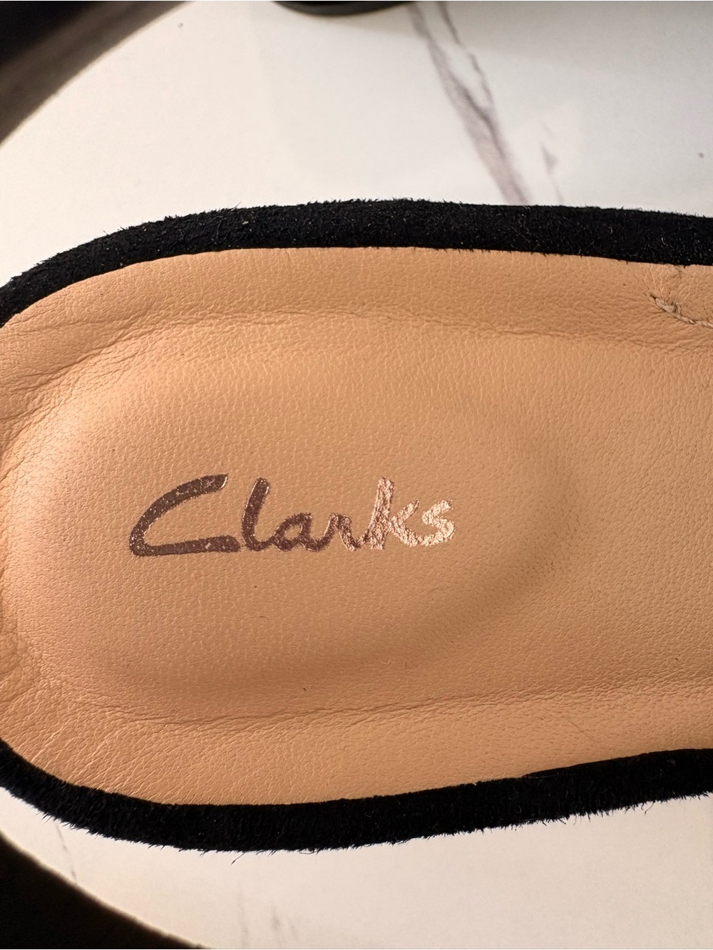 Clarks Black Suede Crossband Slingback Wedge Sandals - Picture 3 of 3